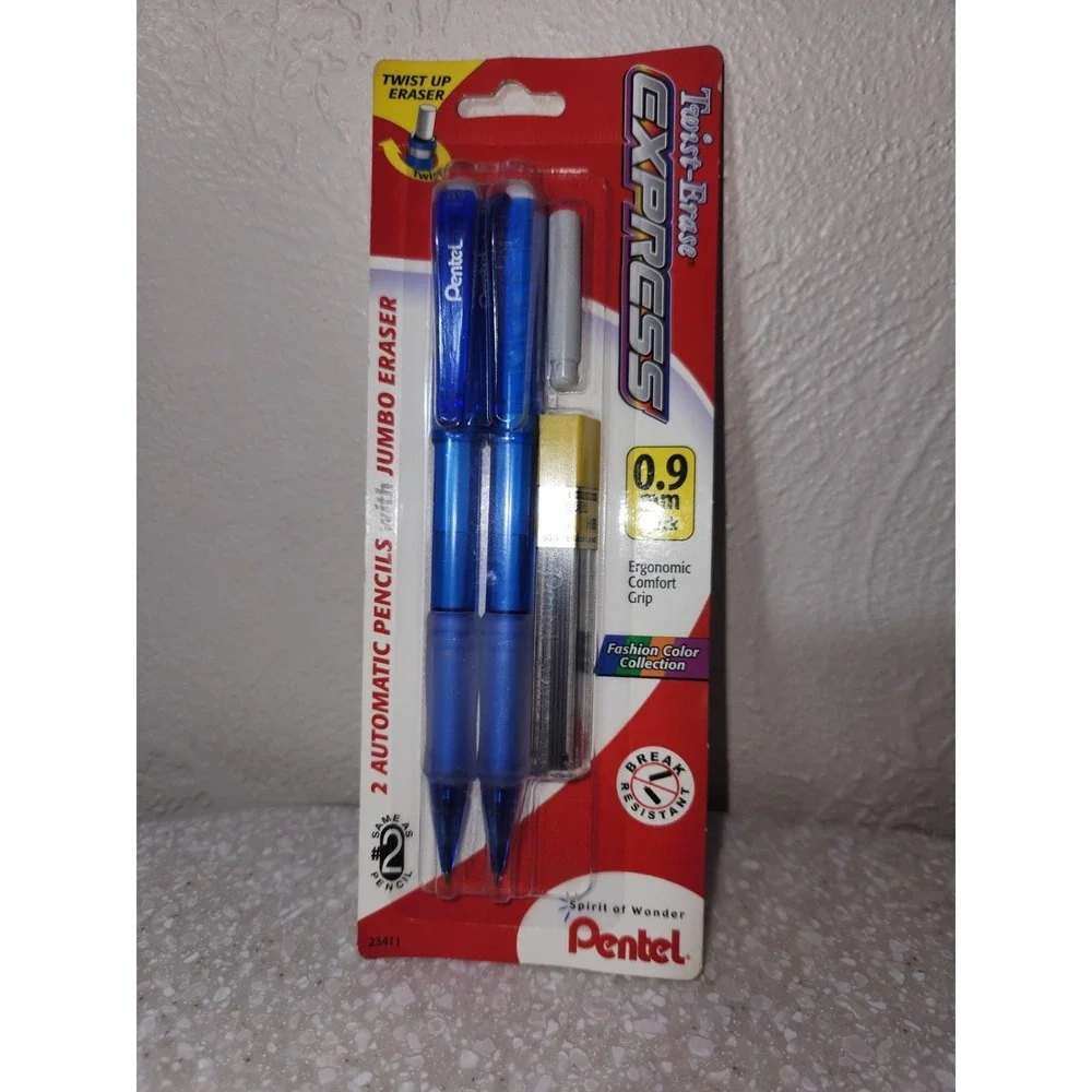 Pentel Twist-Erase Click Mechanical Pencil 0.9mm Starter Kit~NEW (Blue-2 pack)‎